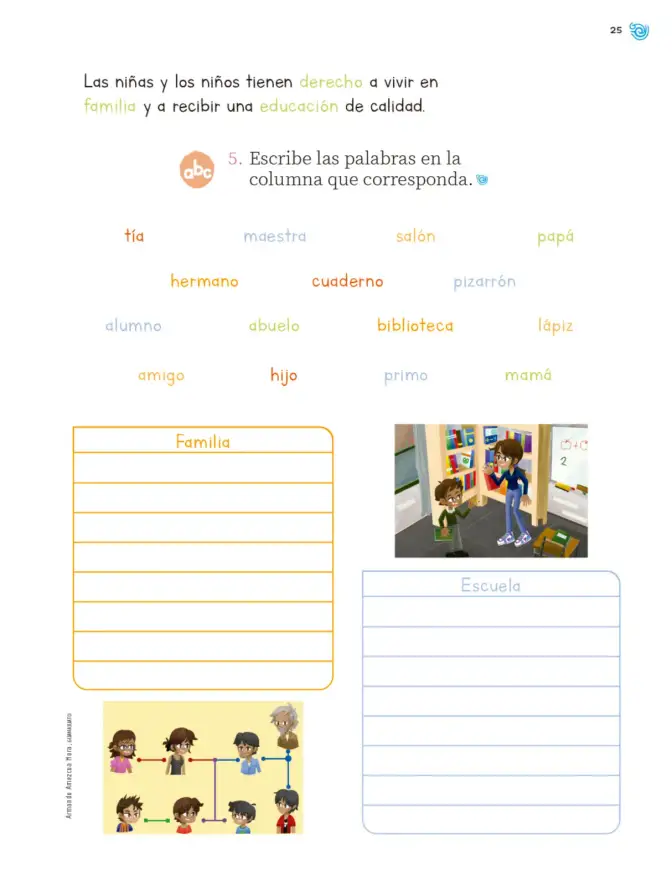 Página 26 de Múltiples lenguajes. Trazos y palabras. Libro de Educación Primaria Grado 1° Ciclo Escolar 2025 - 2026