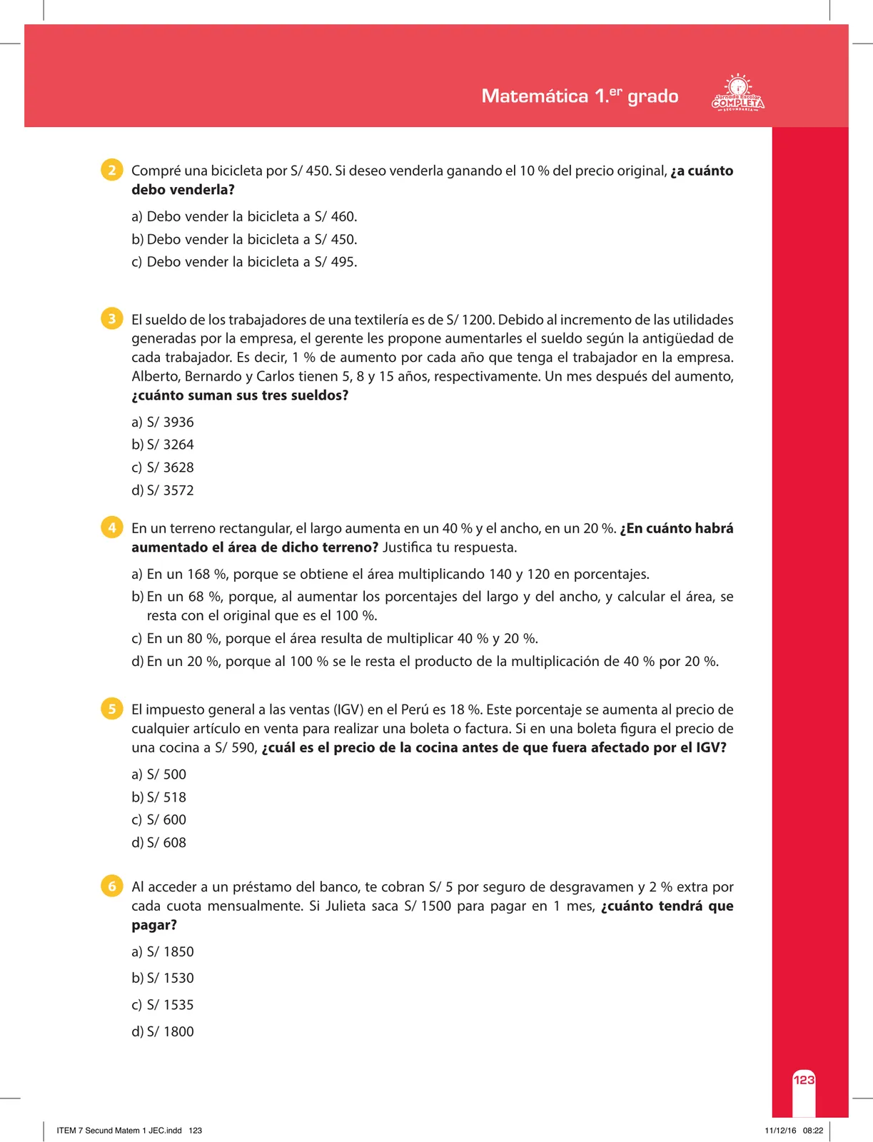 Página 123 de Matemática 1 : cuaderno de reforzamiento pedagógico - JEC · 2016