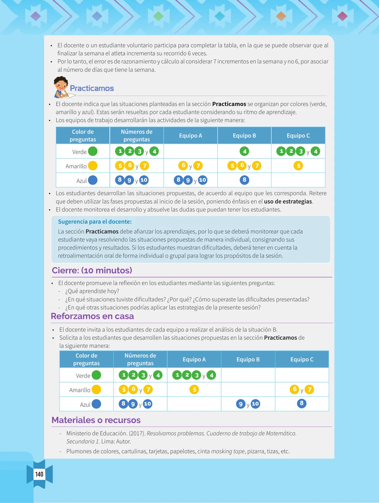 Miniatura página 142 de Resolvamos problemas 1 : manual para el docente 2018 · 2018