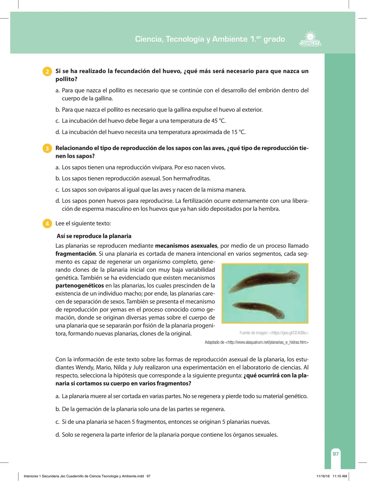 Página 97 de Ciencia, Tecnología y Ambiente 1. Cuaderno de reforzamiento pedagógico - JEC · 2016