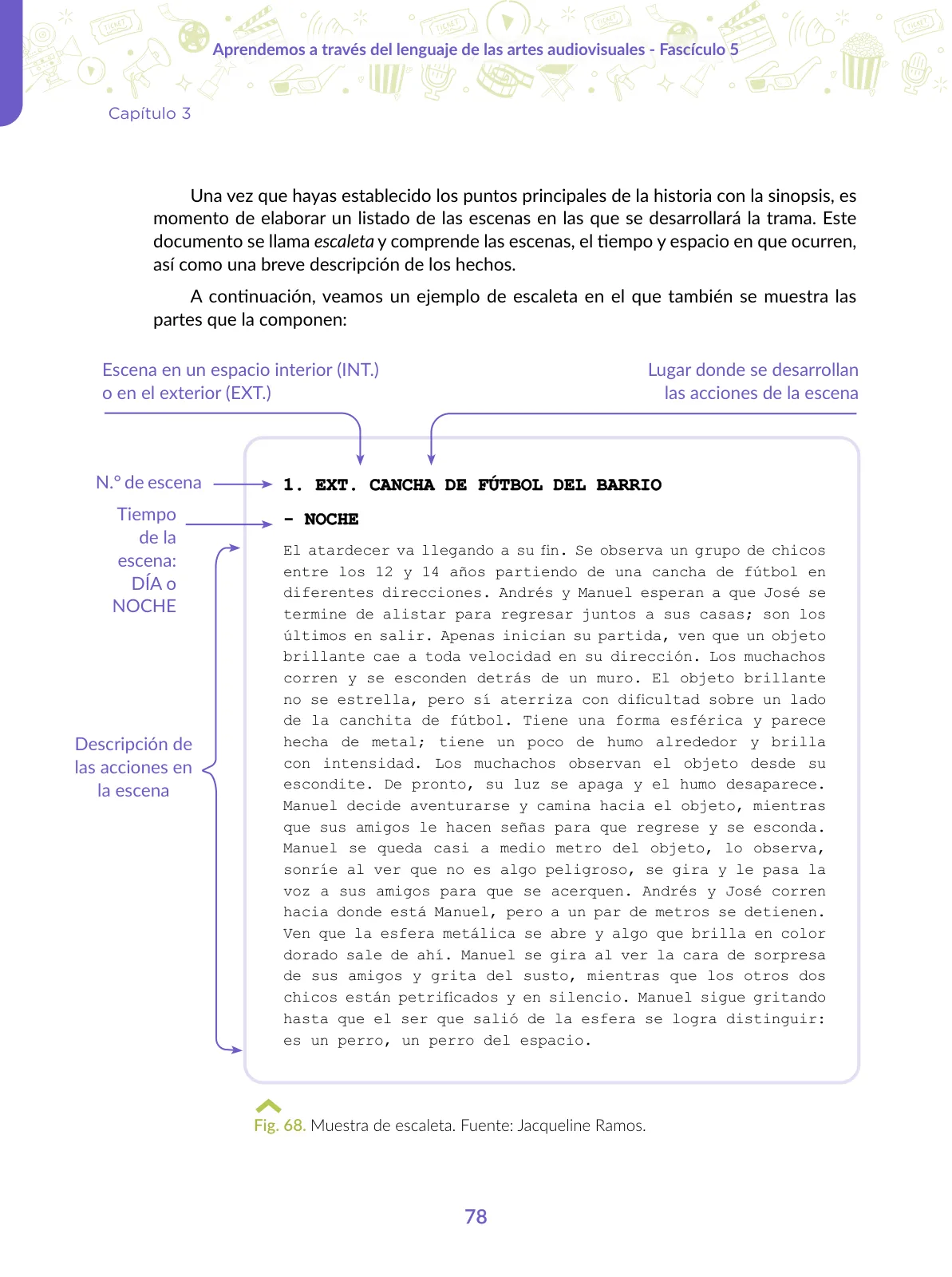 Página 78 de Aprendemos a través del lenguaje de las artes audiovisuales Fascículo 5 para estudiantes de Educación Secundaria · 2024