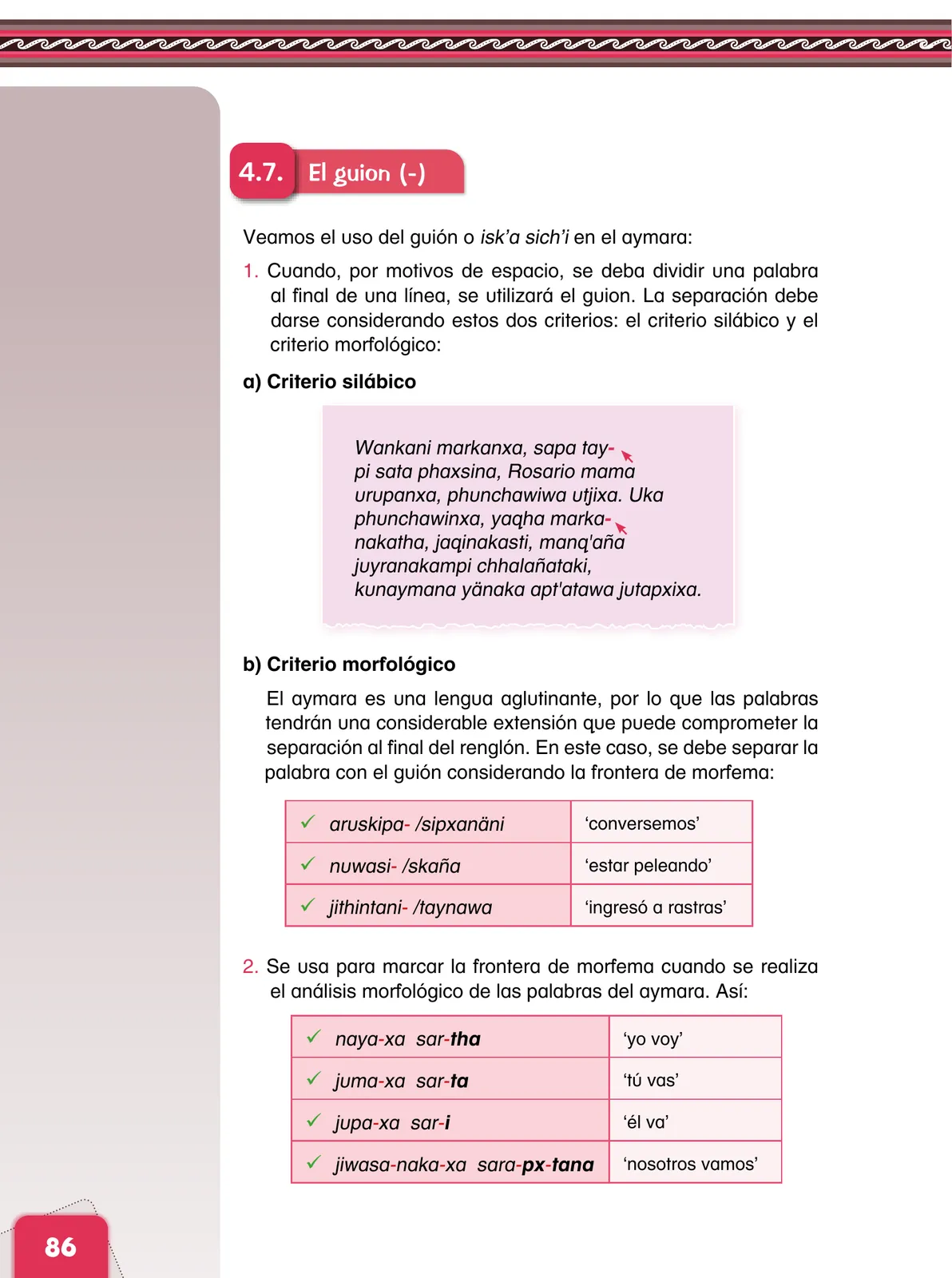Página 88 de Aymara arutha chiqapa qillqañataki panka = Manual de escritura Aimara · 2021