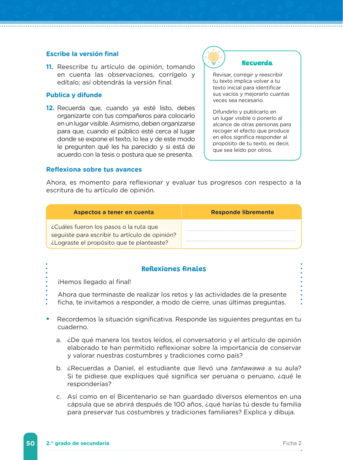 Miniatura página 52 de Fichas de aprendizaje de Comunicación 2 · 2024