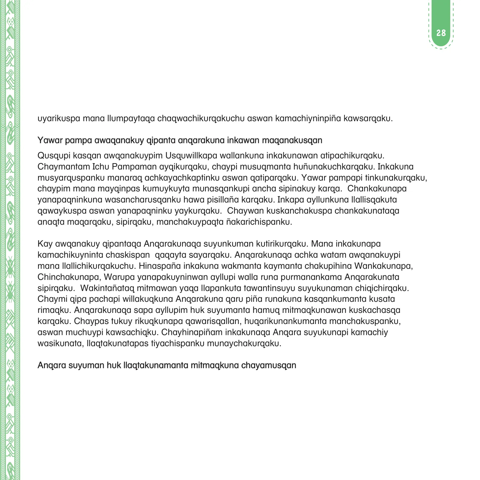 Página 30 de Anqarakunapa kawsakuyninmanta. Literatura 2 - 4° Primaria - Quechua chanka · 2023