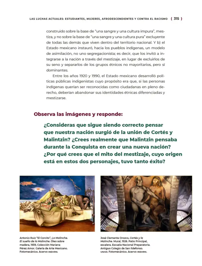 Página 316 de Historia del pueblo mexicano. Libro de Educación Secundaria Grado 1° Ciclo Escolar 2025 - 2026
