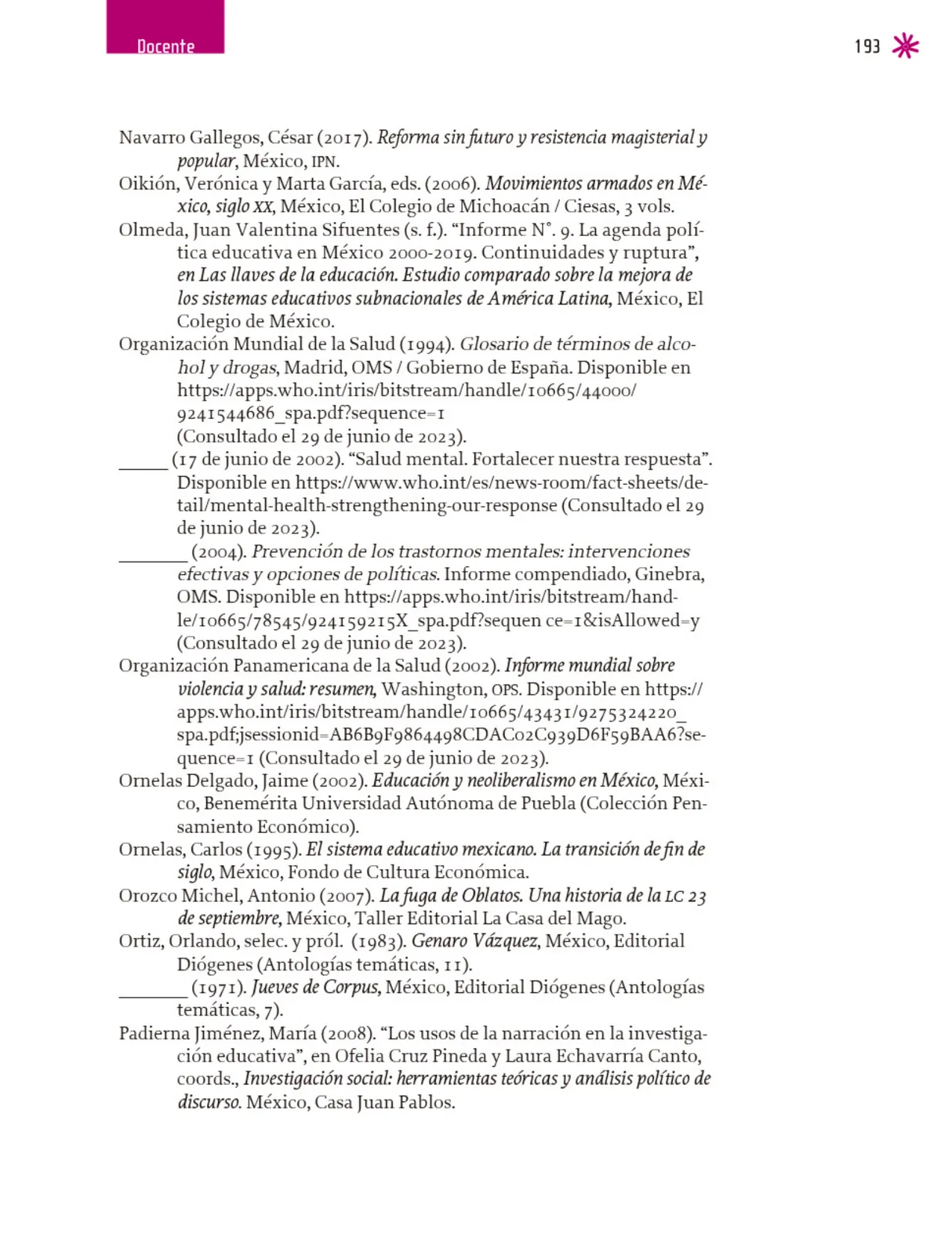 Miniatura página 194 de Un libro sin recetas para la maestra y el maestro. Fase 6.   Libro de Educación Telesecundaria Grado 1°, 2°, 3°  Ciclo Escolar 2025 - 2026