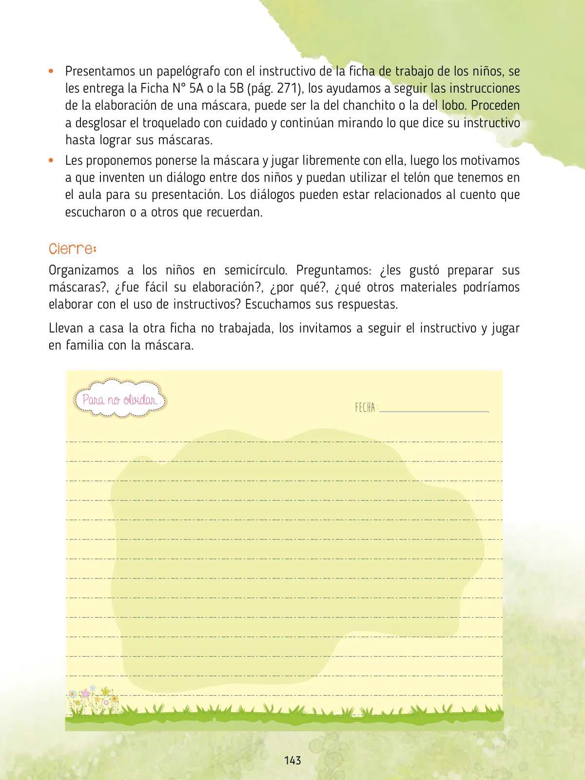 Miniatura página 145 de Agenda pedagógica 2017-2018 para docentes de II Ciclo de Instituciones de nivel de Educación Inicial · 2017