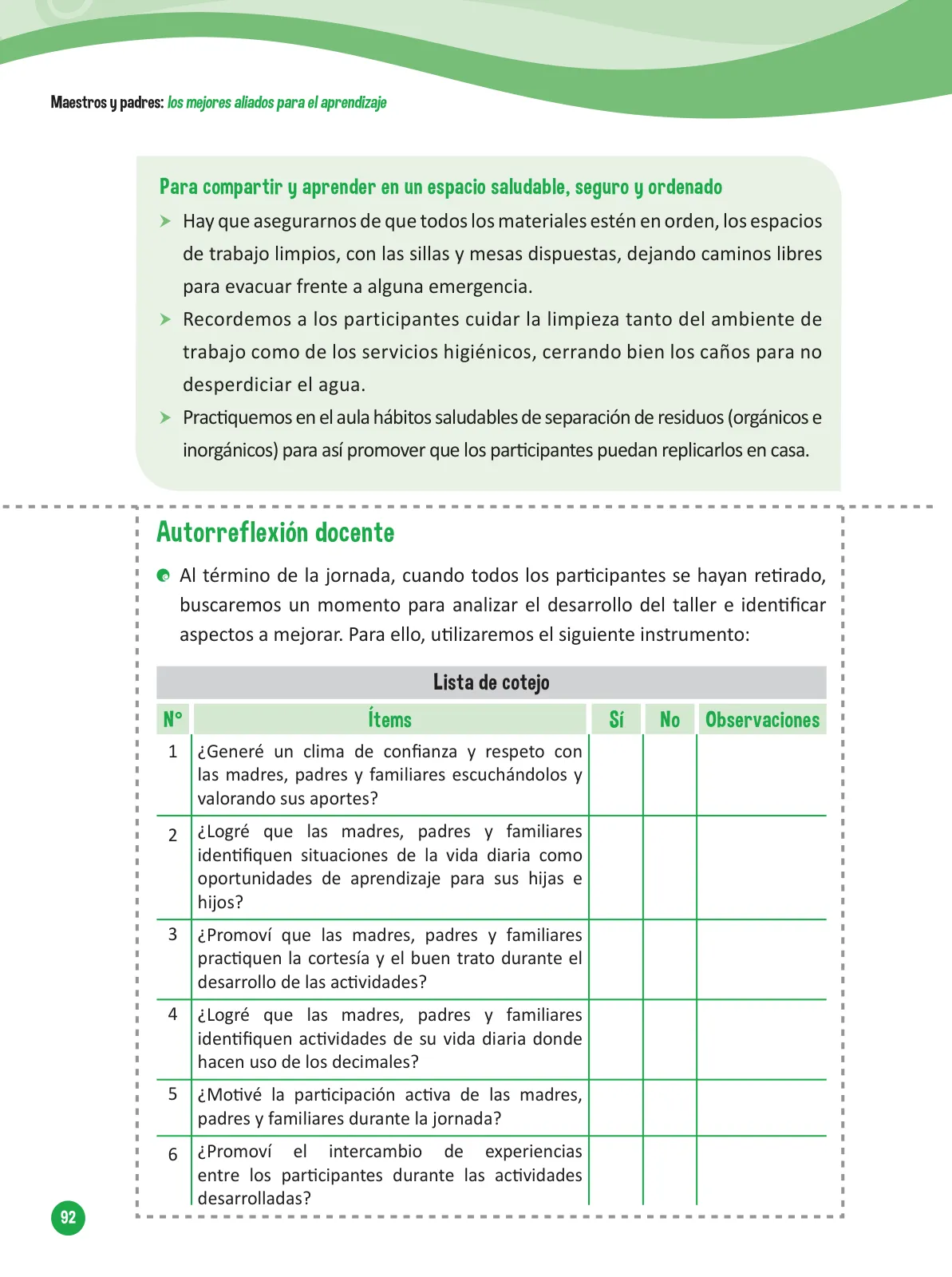 Página 94 de Guía para el trabajo docente con las familias del ciclo V de Primaria · 2016