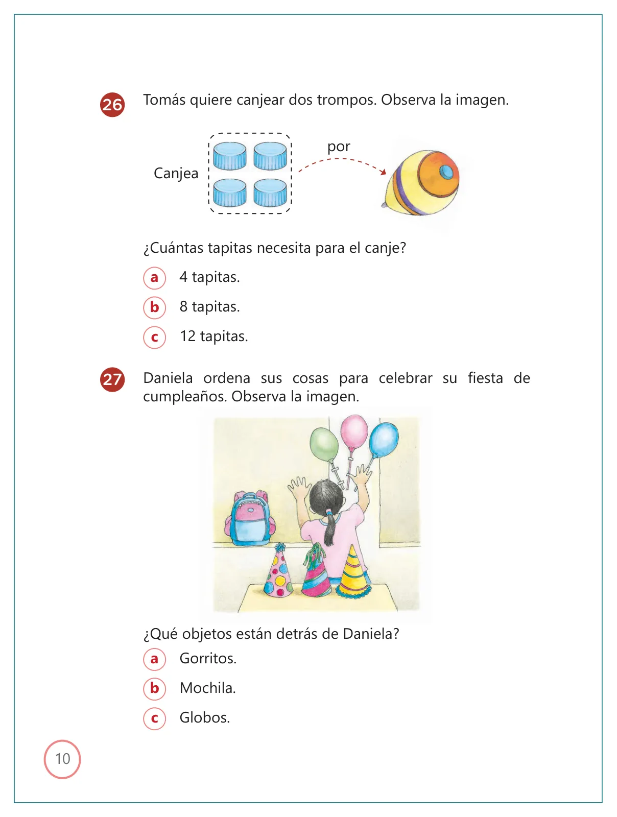 Miniatura página 10 de Kit de evaluación Entrada 2 Demostrando lo que aprendimos : Matemática, primer trimestre, ﻿Segundo grado - Primaria · 2019