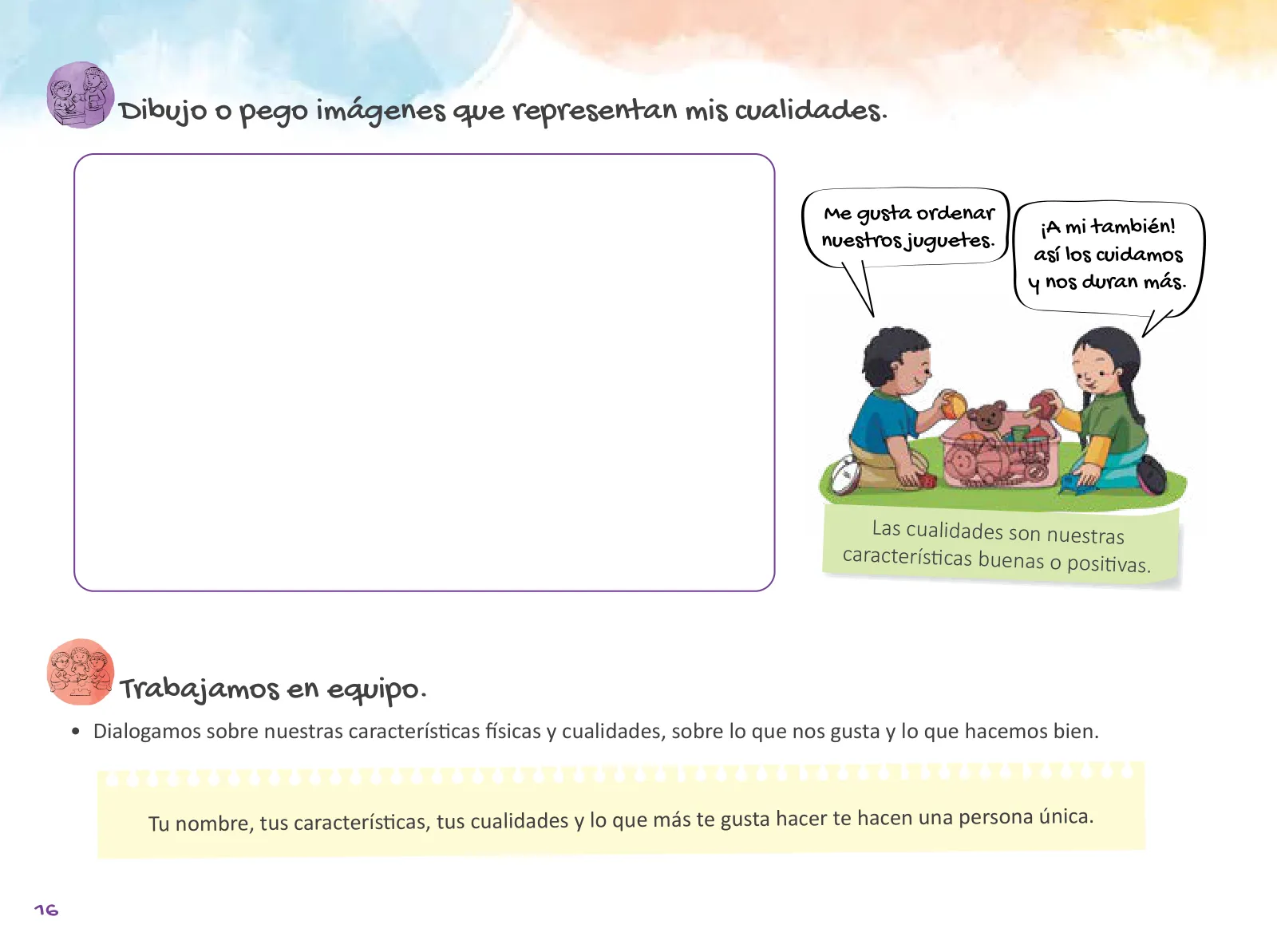 Página 18 de Cuadernillo de Tutoría 1 : primer grado de Educación Primaria · 2021