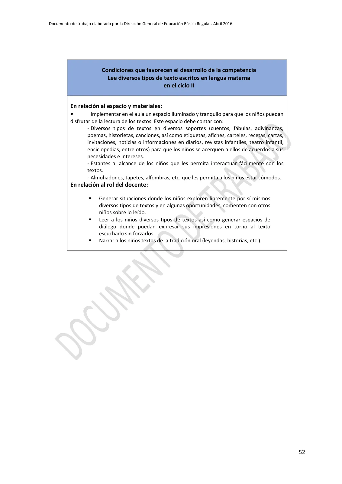 Miniatura página 52 de Programa curricular de Educación Inicial · 2016