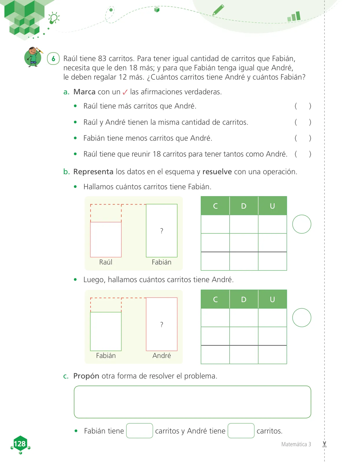 Página 130 de Matemática 3 : cuaderno de trabajo para tercer grado de Educación Primaria 2019 · 2019
