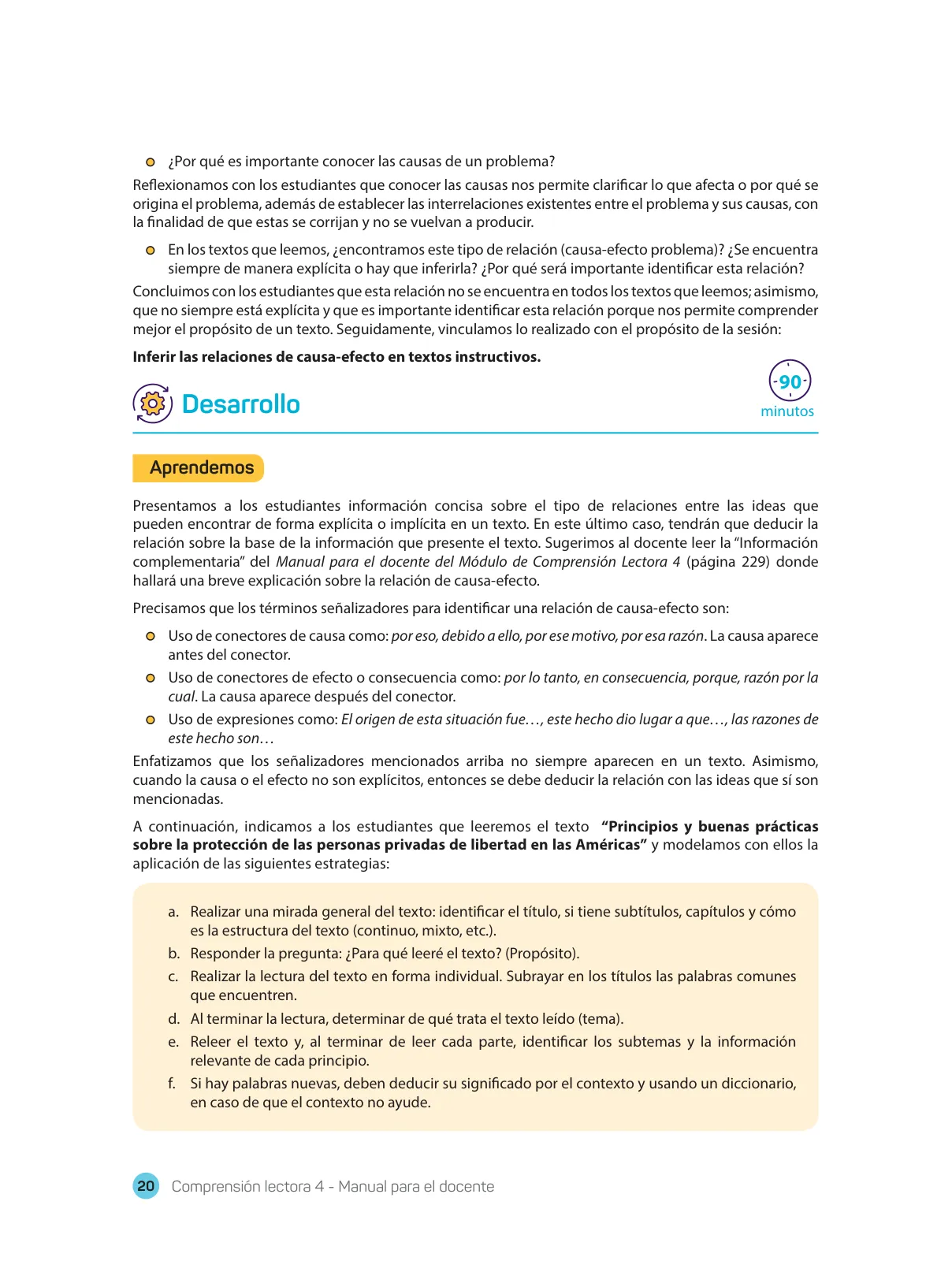Miniatura página 22 de Comprensión lectora 4 : manual para el docente de cuarto grado de Secundaria · 2017