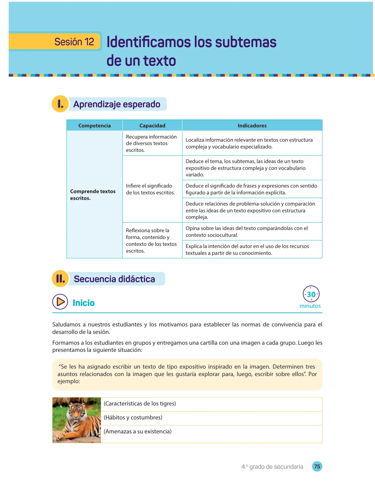 Página 77 de Comprensión lectora 4 : manual para el docente de cuarto grado de Secundaria · 2017