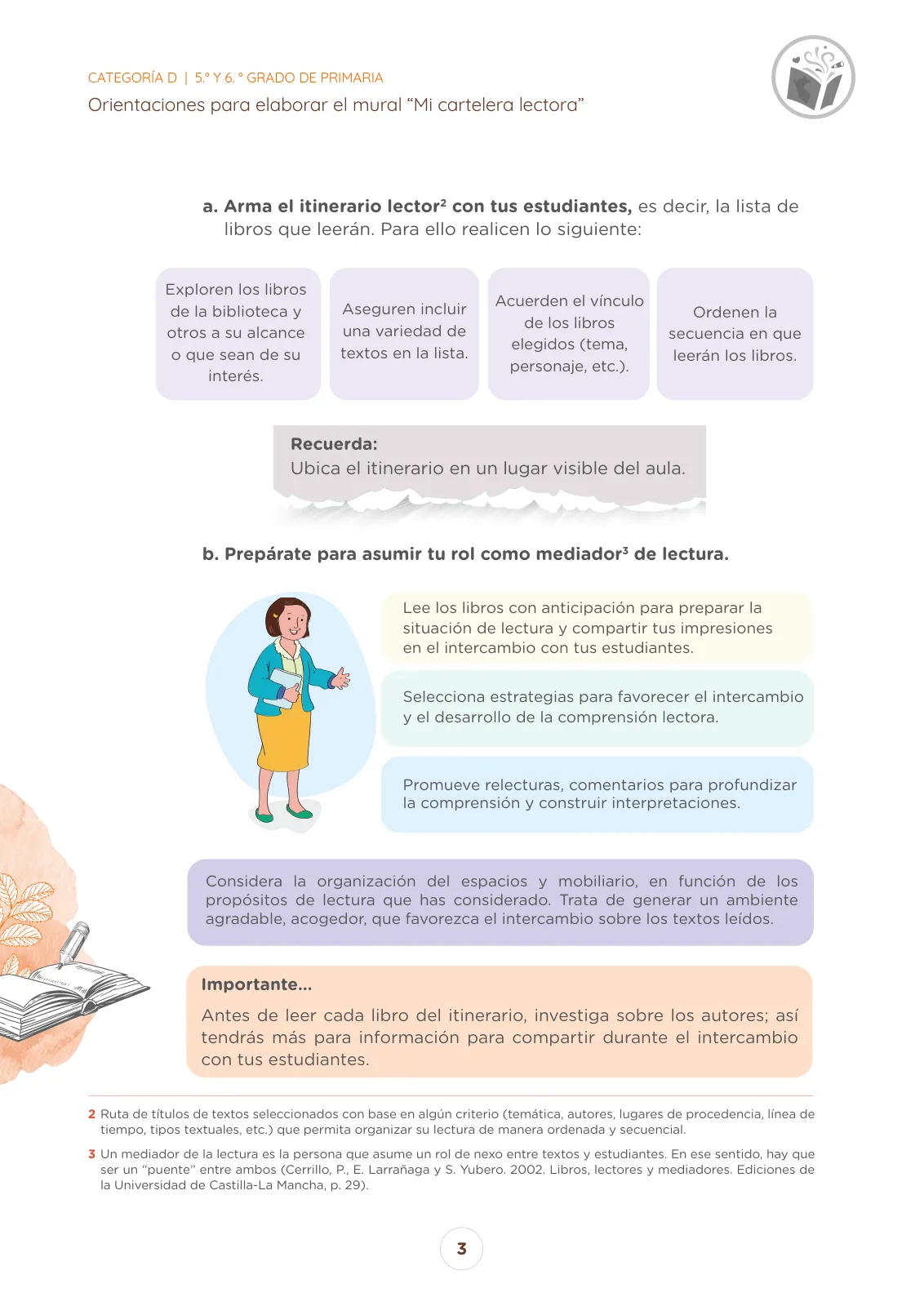 Página 3 de Orientaciones para elaborar el pódcast “Mi obra favorita”, Categoría F, 3.°, 4.° y 5.° grado de secundaria · 2025