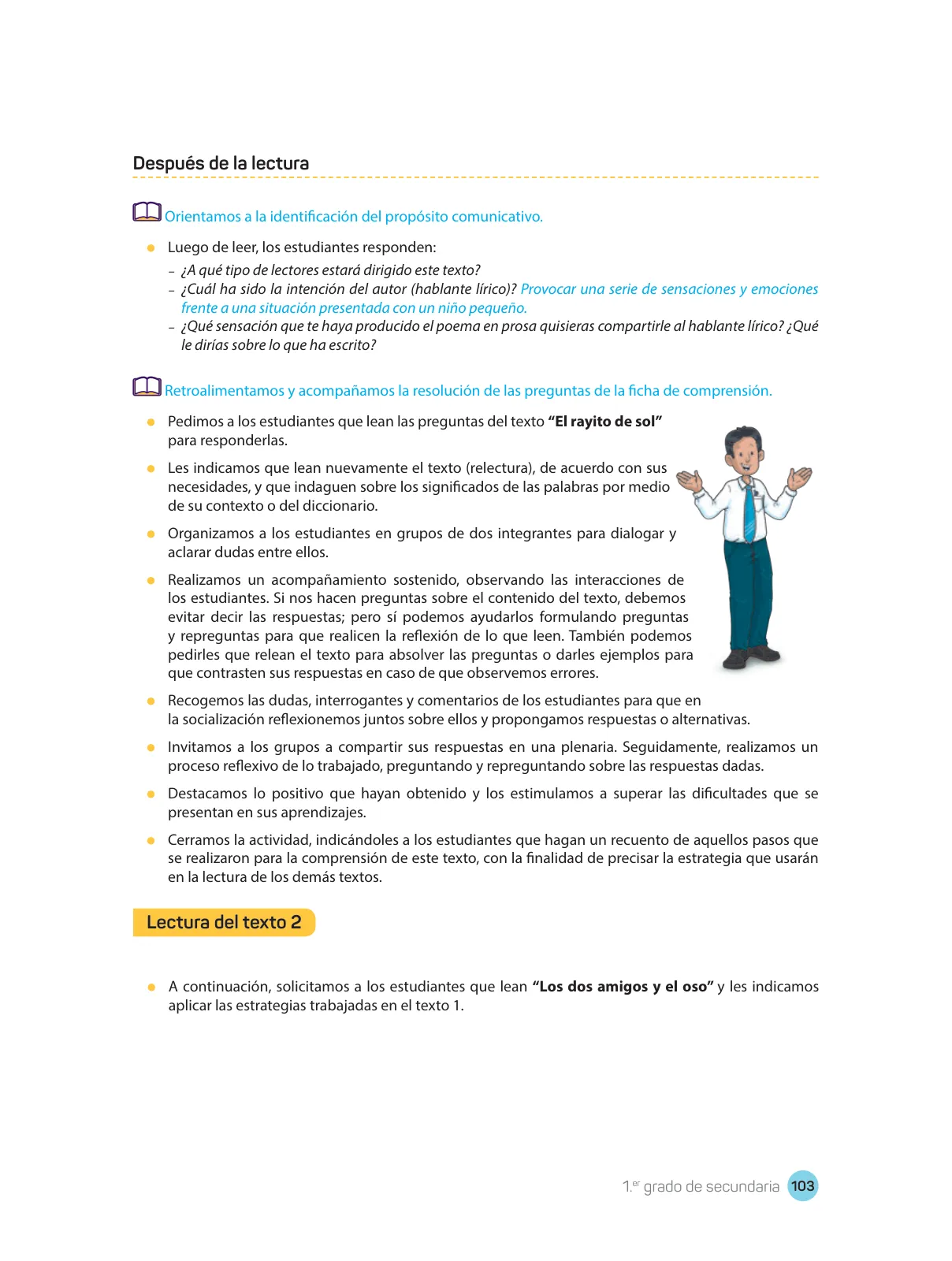 Miniatura página 105 de Comprensión lectora : manual para el docente de primer grado de Secundaria 2018 · 2018