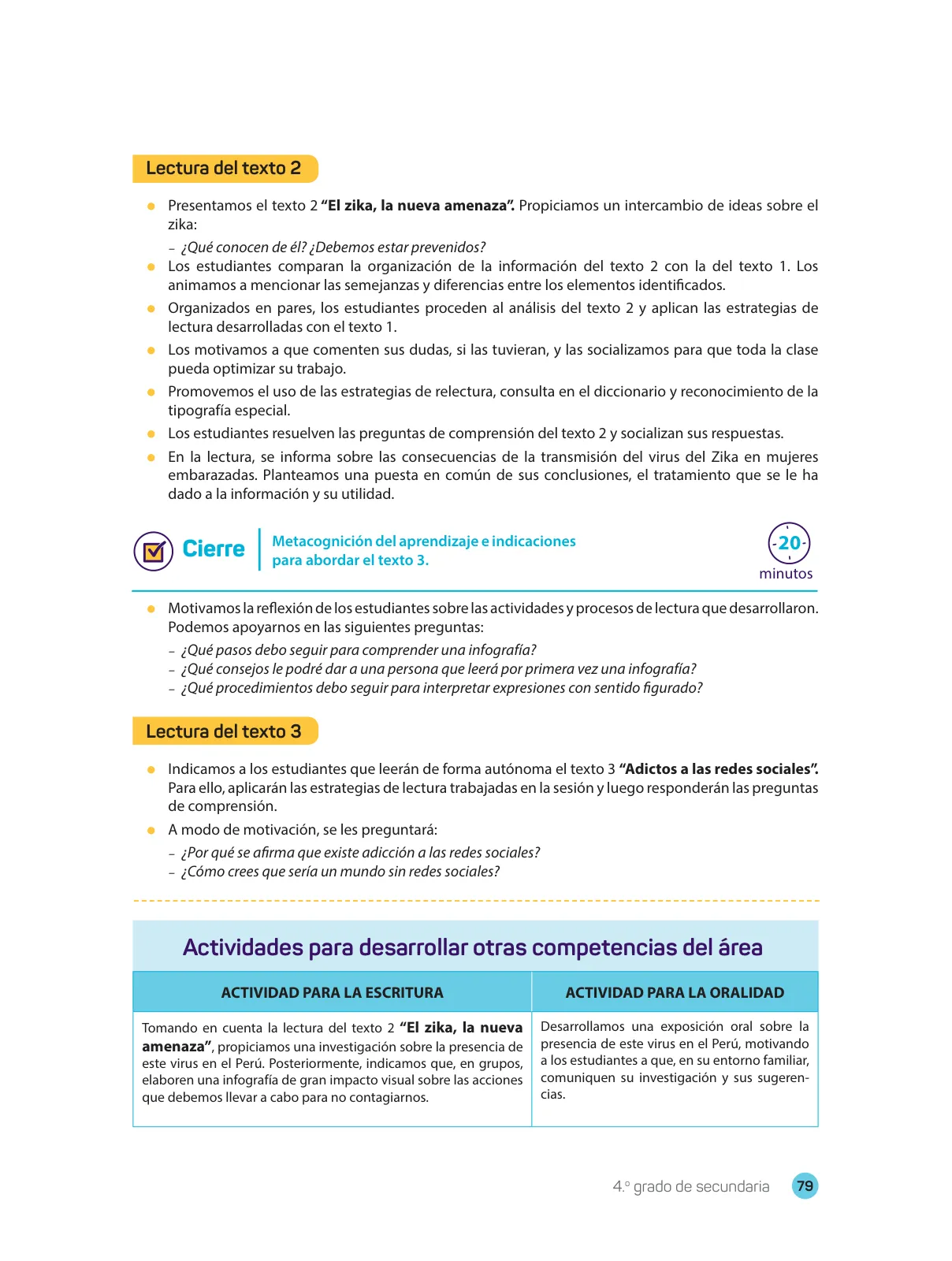 Página 81 de Comprensión lectora : manual para el docente de cuarto grado de Secundaria 2018 · 2018