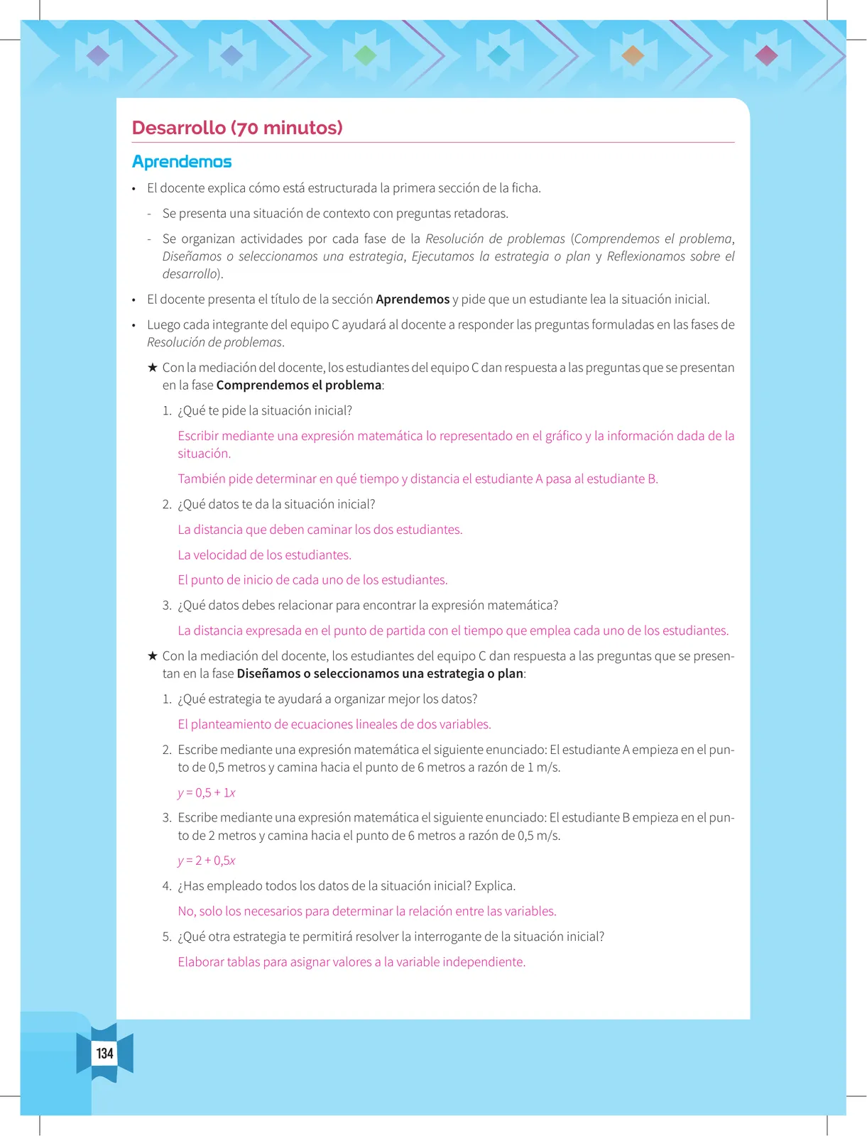 Página 136 de Resolvamos problemas 4 : manual para el docente 2018 · 2018