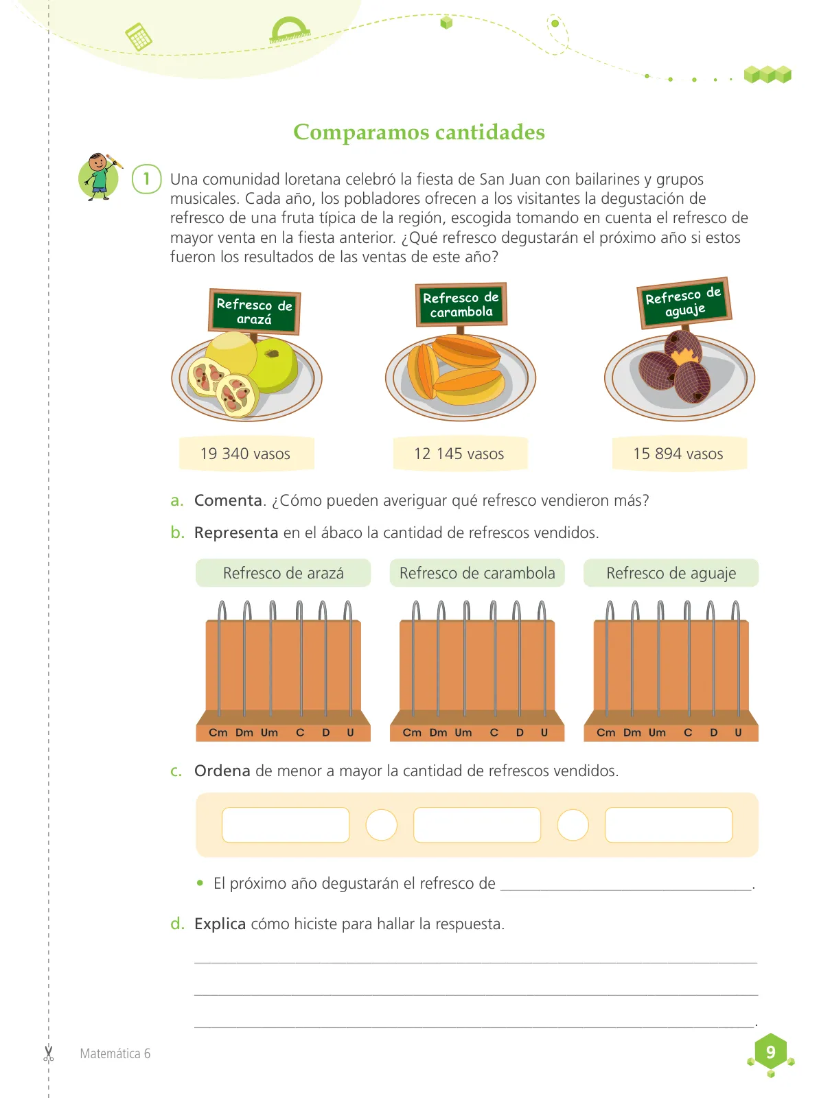 Página 11 de Matemática 6 : cuaderno de trabajo para sexto grado de Educación Primaria 2019 · 2019