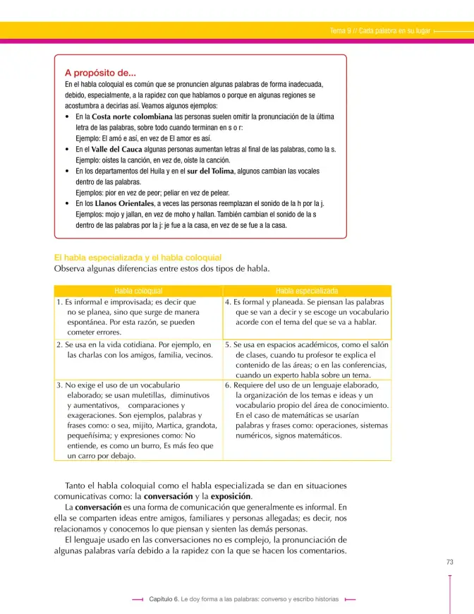 Página 73 de Lenguaje 6° · Secundaria Activa
