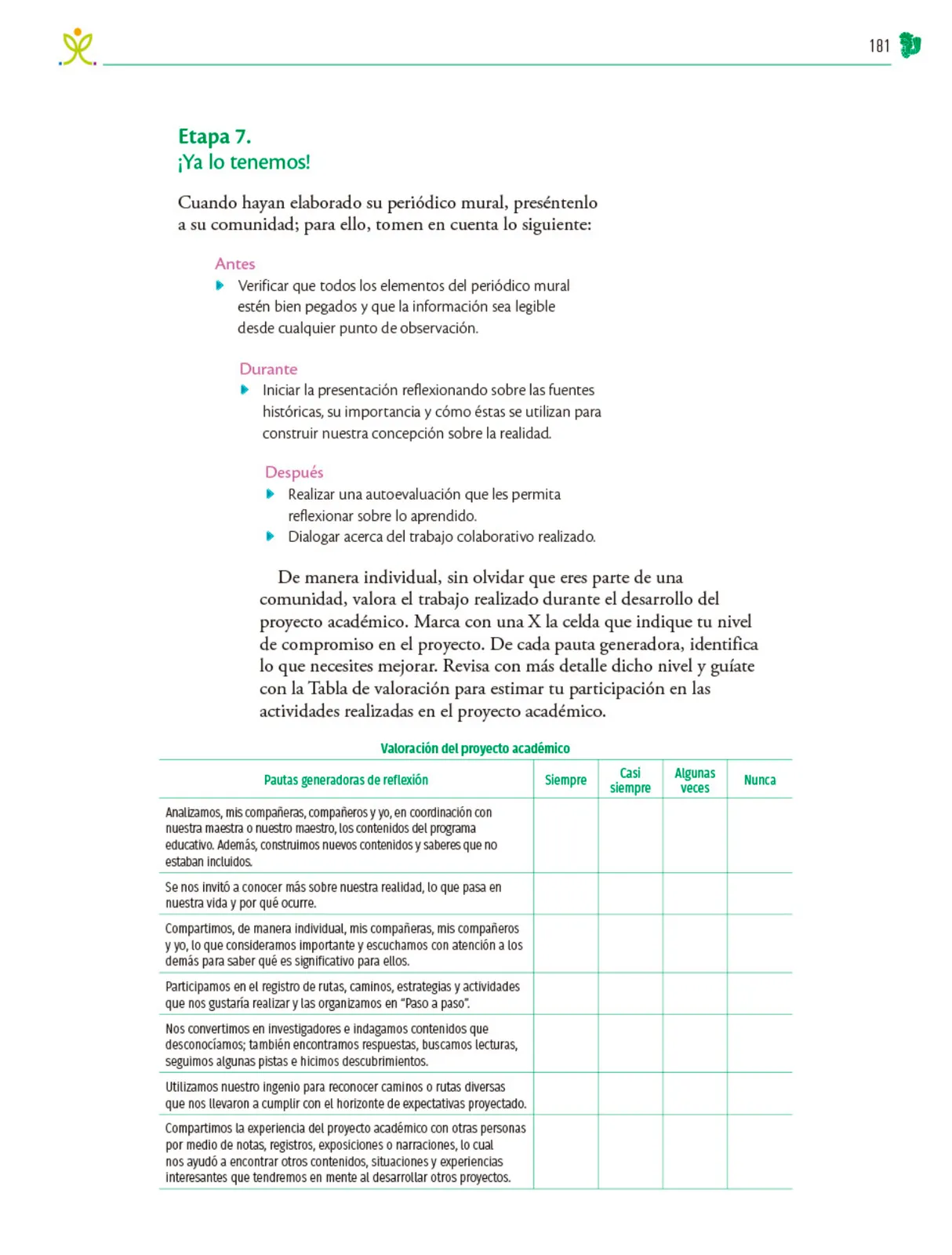 Miniatura página 182 de Colección Ximhai. Nuestro libro de Proyectos.  Tomo II.   Libro de Educación Telesecundaria Grado 1°  Ciclo Escolar 2025 - 2026