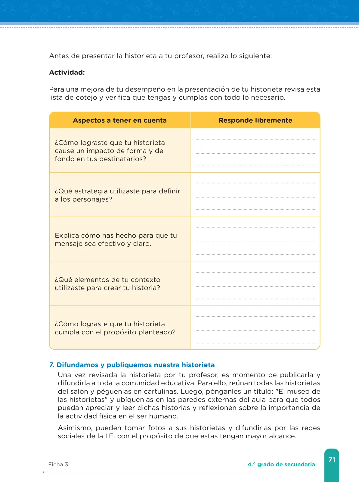 Miniatura página 73 de Fichas de aprendizaje de Comunicación 4 · 2024