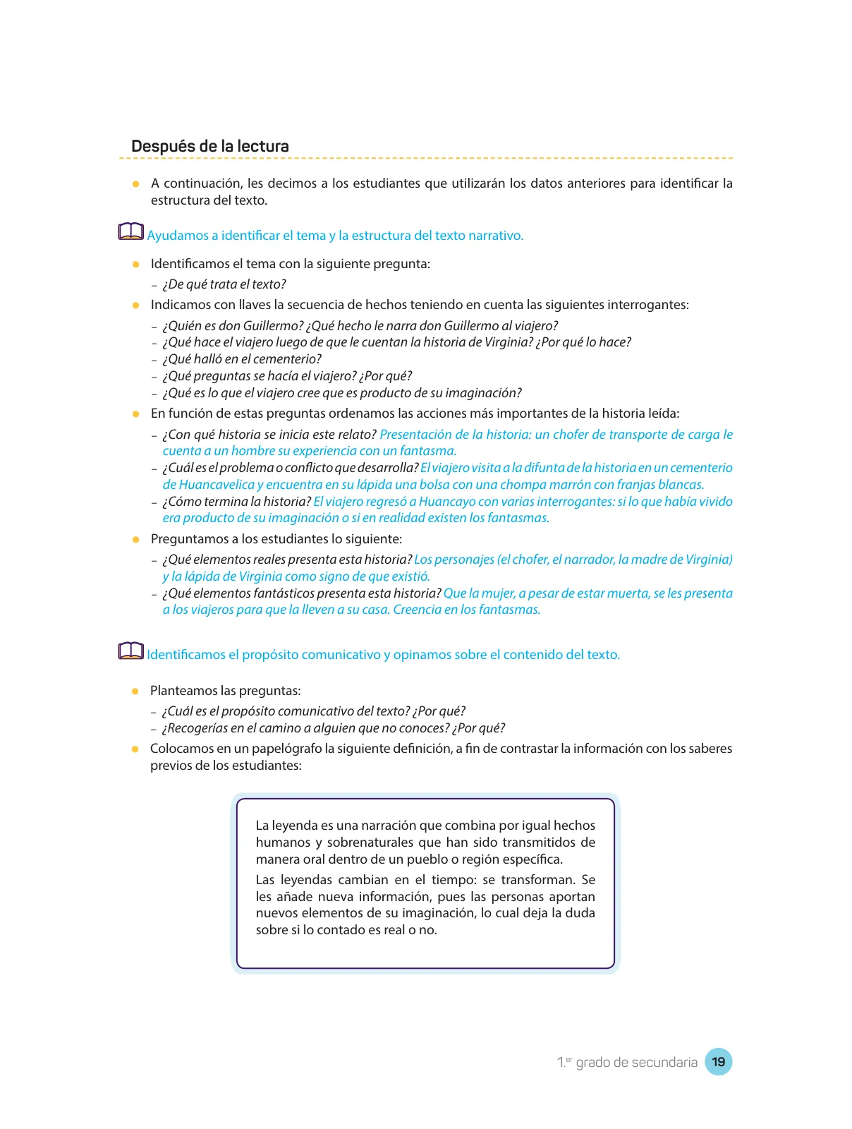 Miniatura página 21 de Comprensión lectora : manual para el docente de primer grado de Secundaria 2018 · 2018