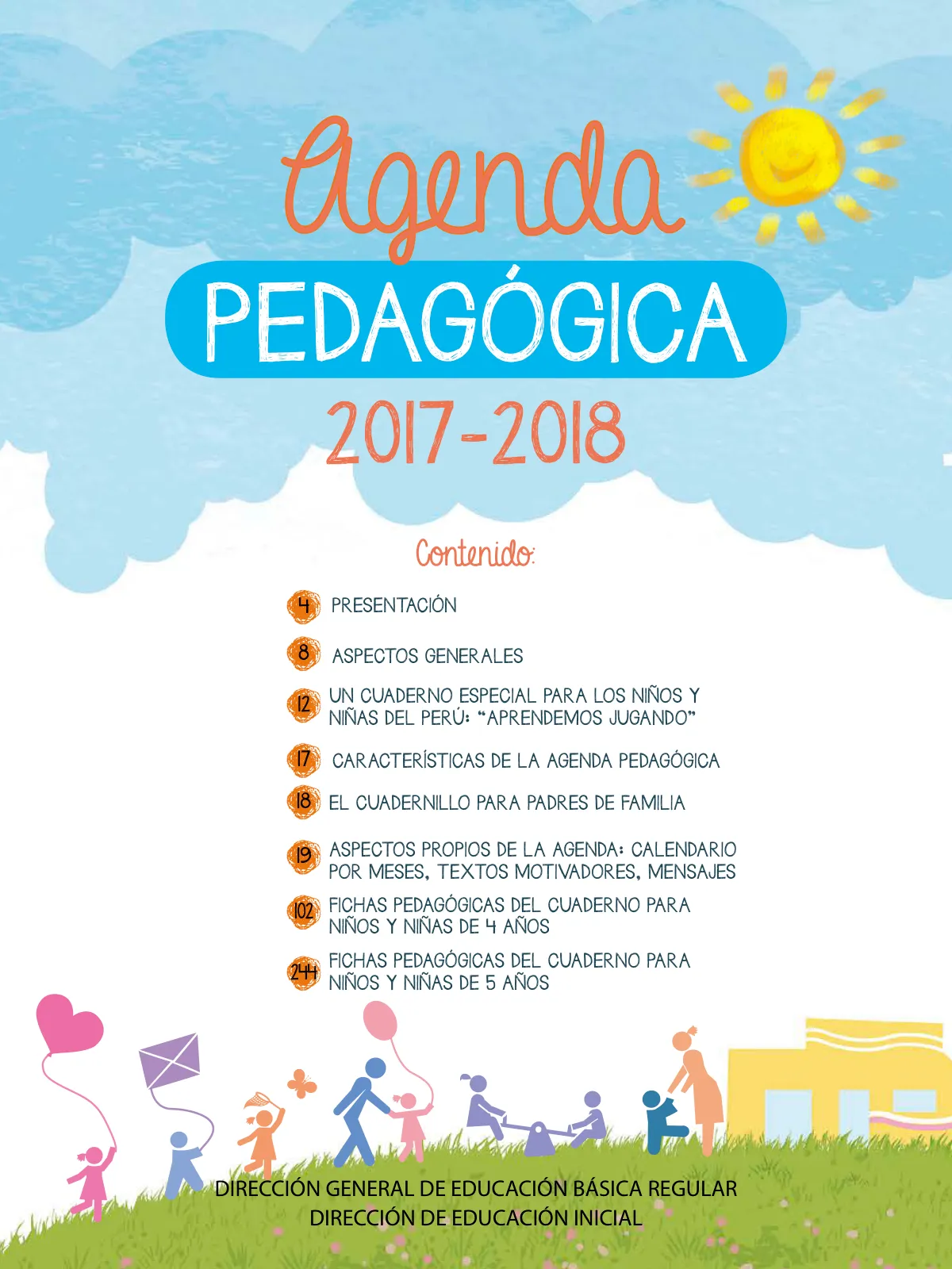Página 3 de Agenda pedagógica 2017-2018 para docentes de II Ciclo de Instituciones de nivel de Educación Inicial · 2017