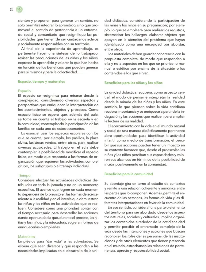 Página 31 de Modalidades de trabajo para la acción transformadora y el codiseño Libro de Educación Preescolar Grado 1°, 2°, 3° Ciclo Escolar 2025 - 2026