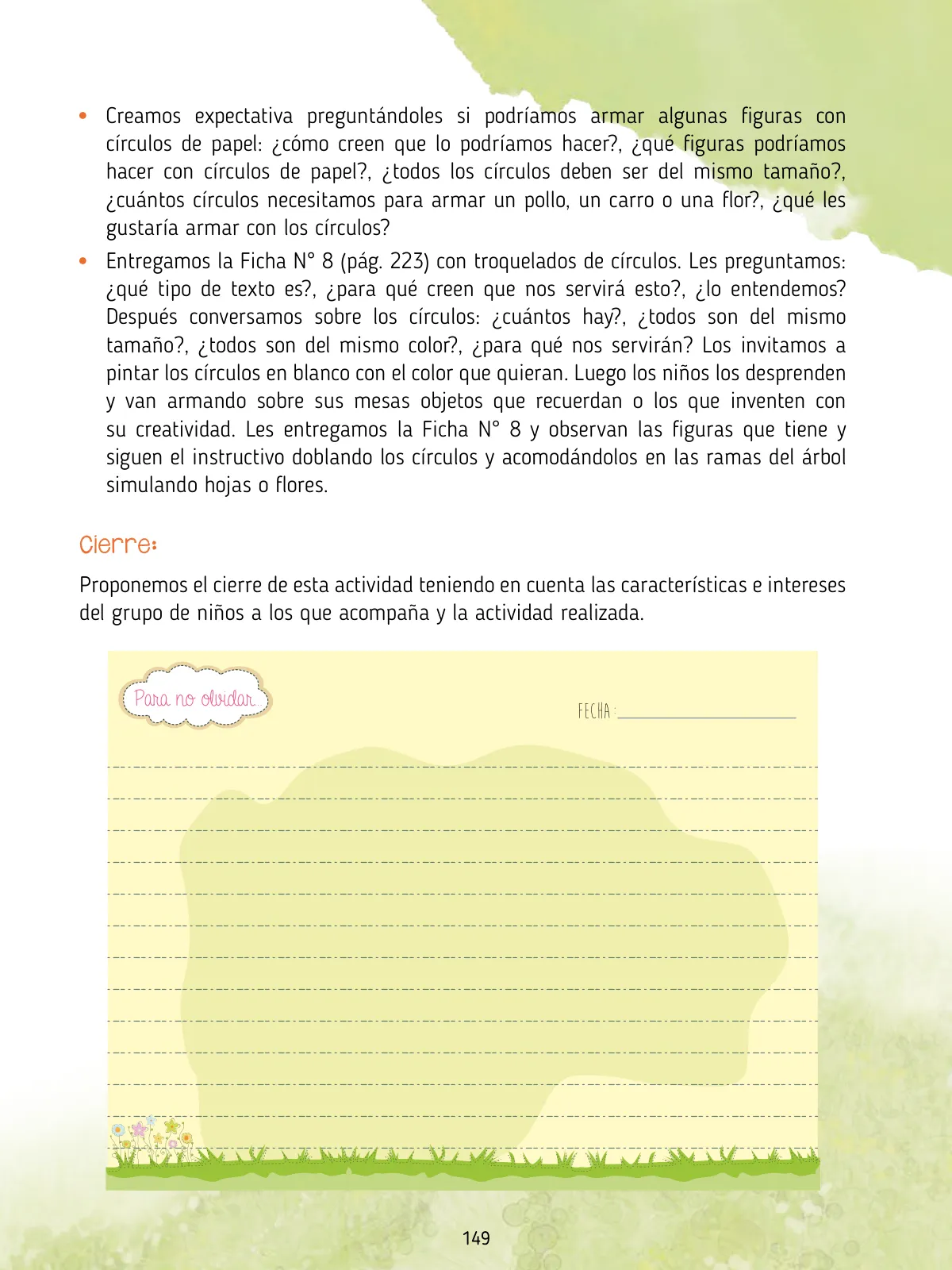 Miniatura página 151 de Agenda pedagógica 2017-2018 para docentes de II Ciclo de Instituciones de nivel de Educación Inicial · 2017