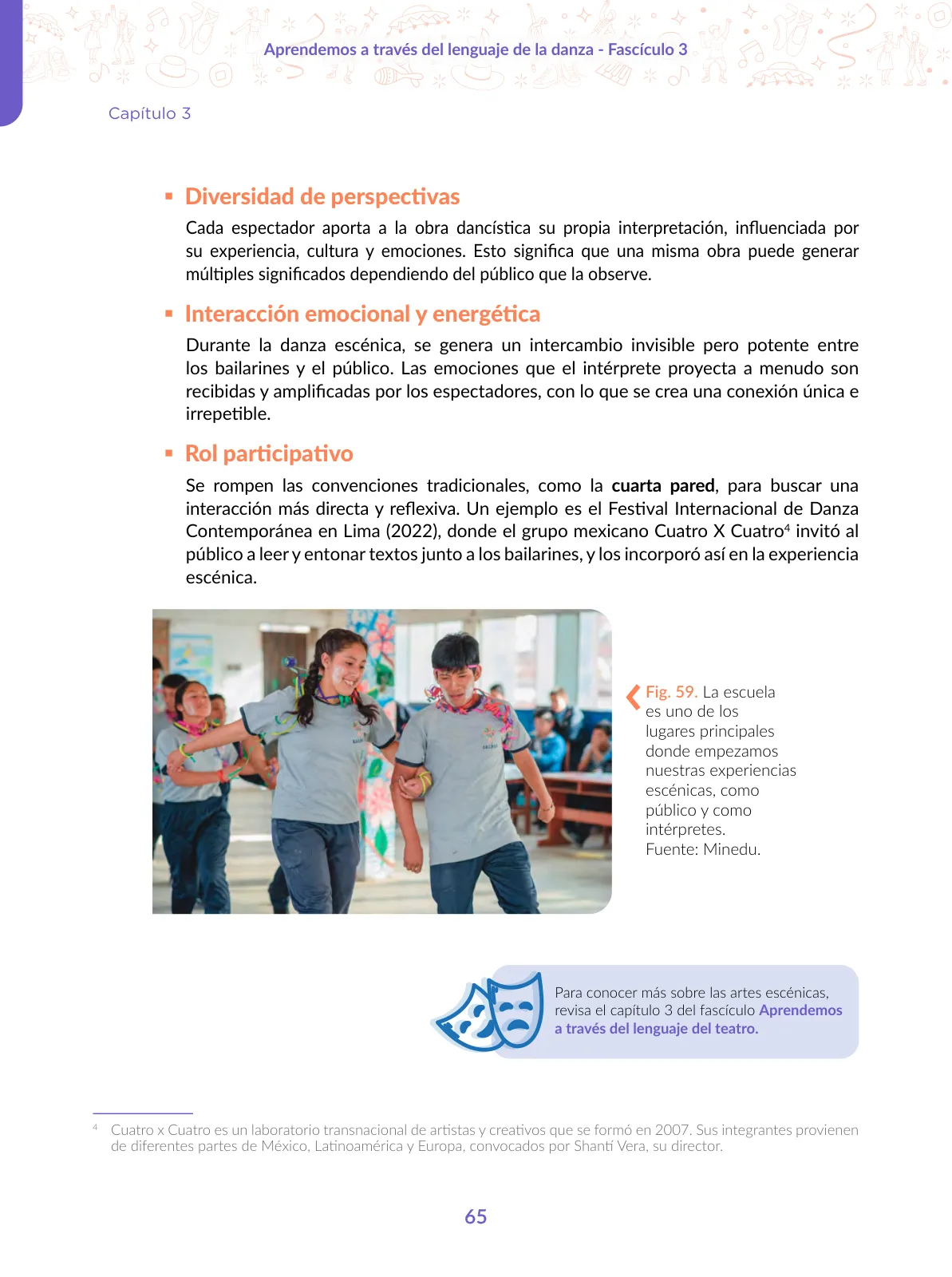 Página 65 de Aprendemos a través del lenguaje de la danza Fascículo 3 para estudiantes de Educación Secundaria · 2024