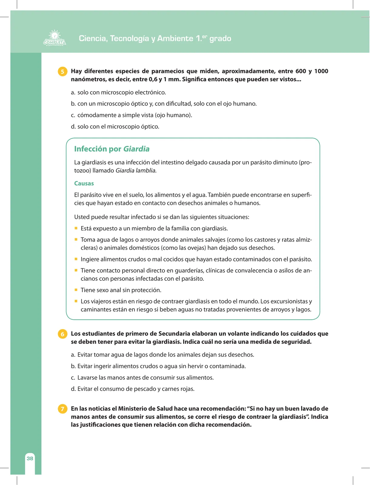Página 38 de Ciencia, Tecnología y Ambiente 1. Cuaderno de reforzamiento pedagógico - JEC · 2016