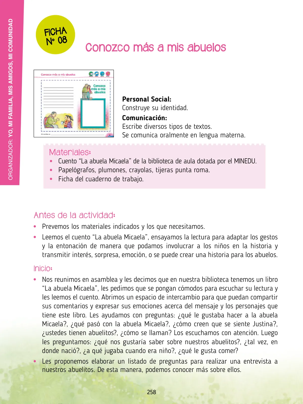 Miniatura página 260 de Agenda pedagógica 2017-2018 para docentes de II Ciclo de Instituciones de nivel de Educación Inicial · 2017