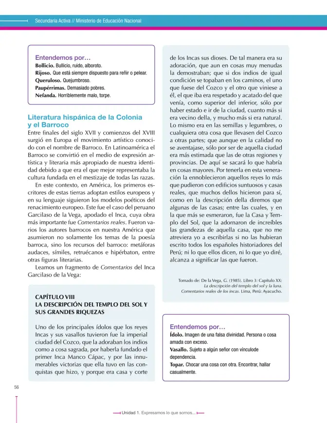 Página 56 de Lenguaje 9° · Secundaria Activa