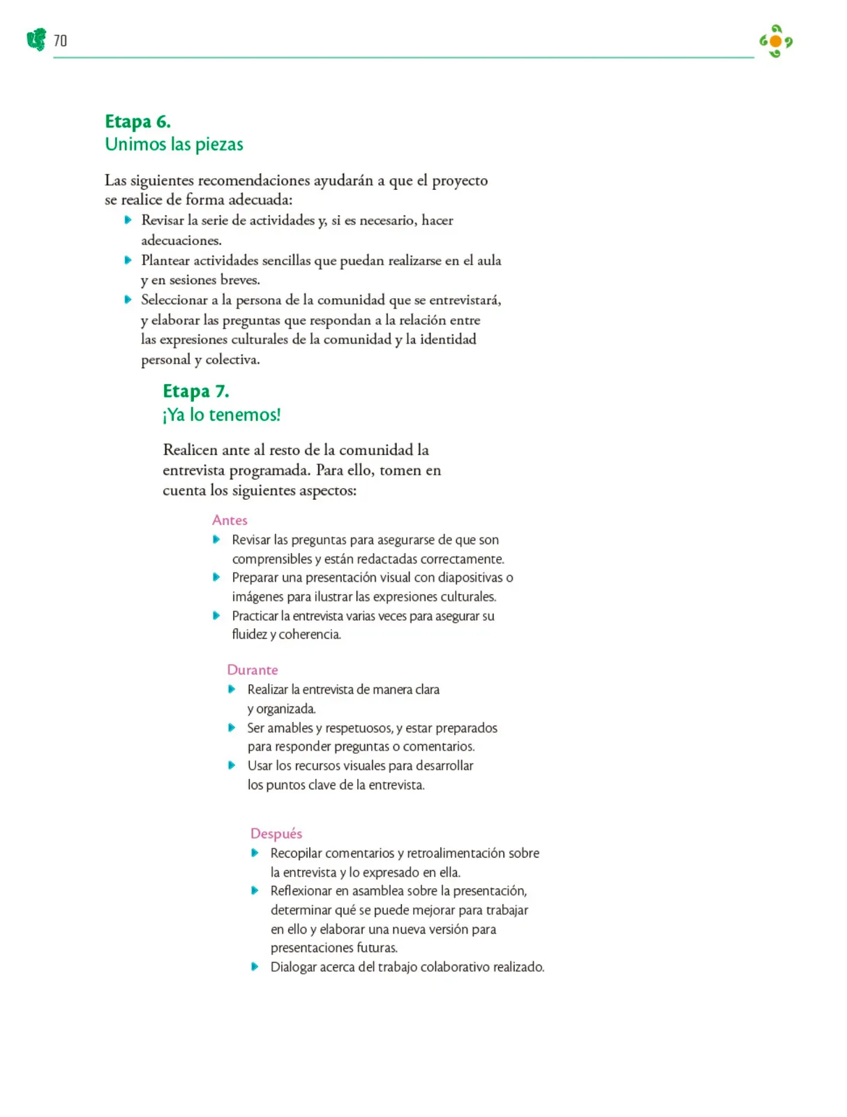 Página 71 de Colección Ximhai. Nuestro libro de Proyectos. Tomo I.   Libro de Educación Telesecundaria Grado 1°  Ciclo Escolar 2025 - 2026