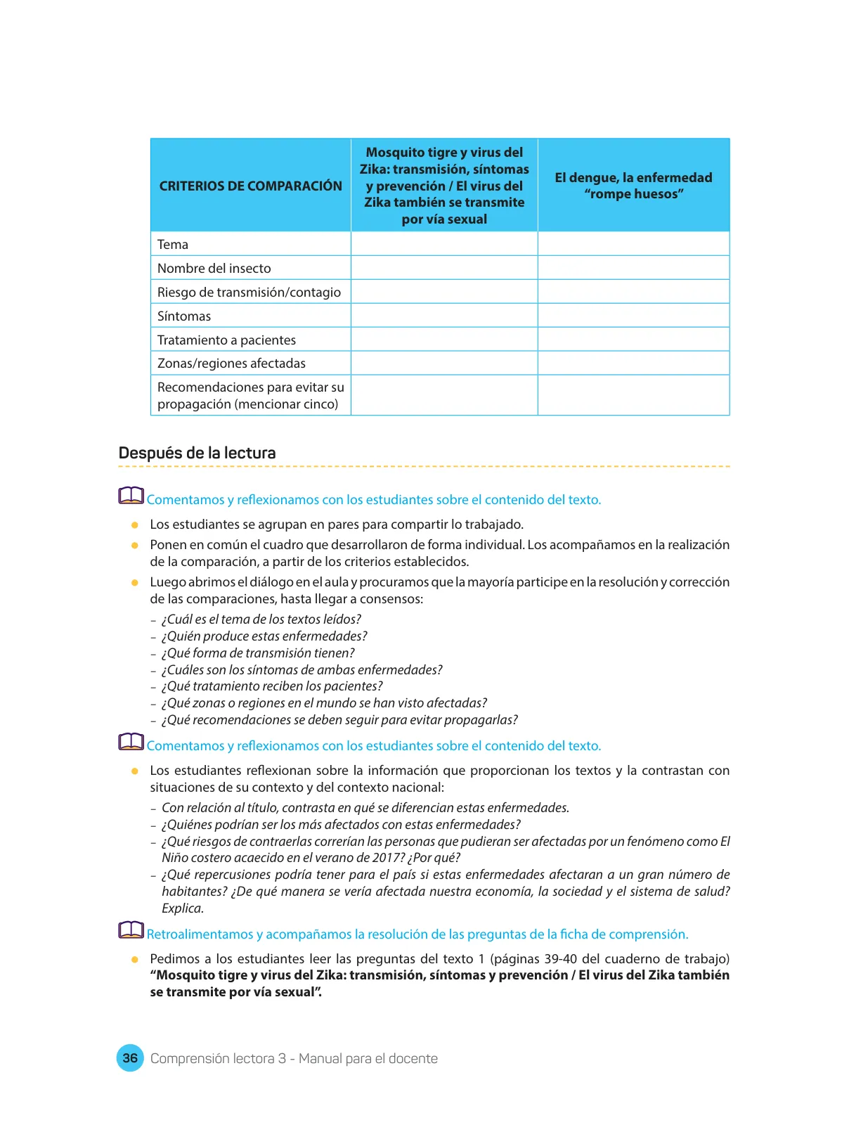 Página 38 de Comprensión lectora : manual para el docente de tercer grado de Secundaria 2018 · 2018