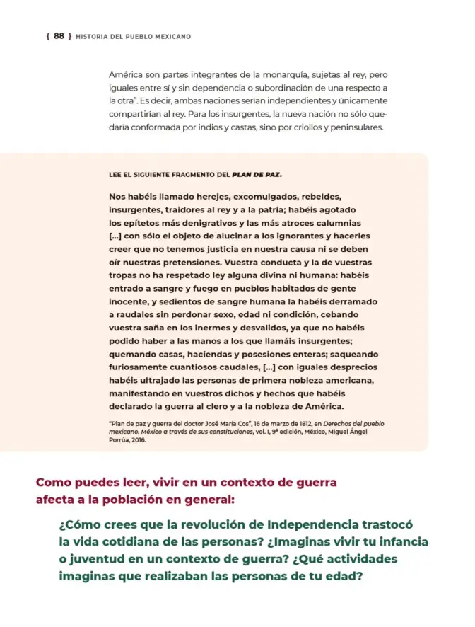Página 89 de Historia del pueblo mexicano. Libro de Educación Secundaria Grado 1° Ciclo Escolar 2025 - 2026