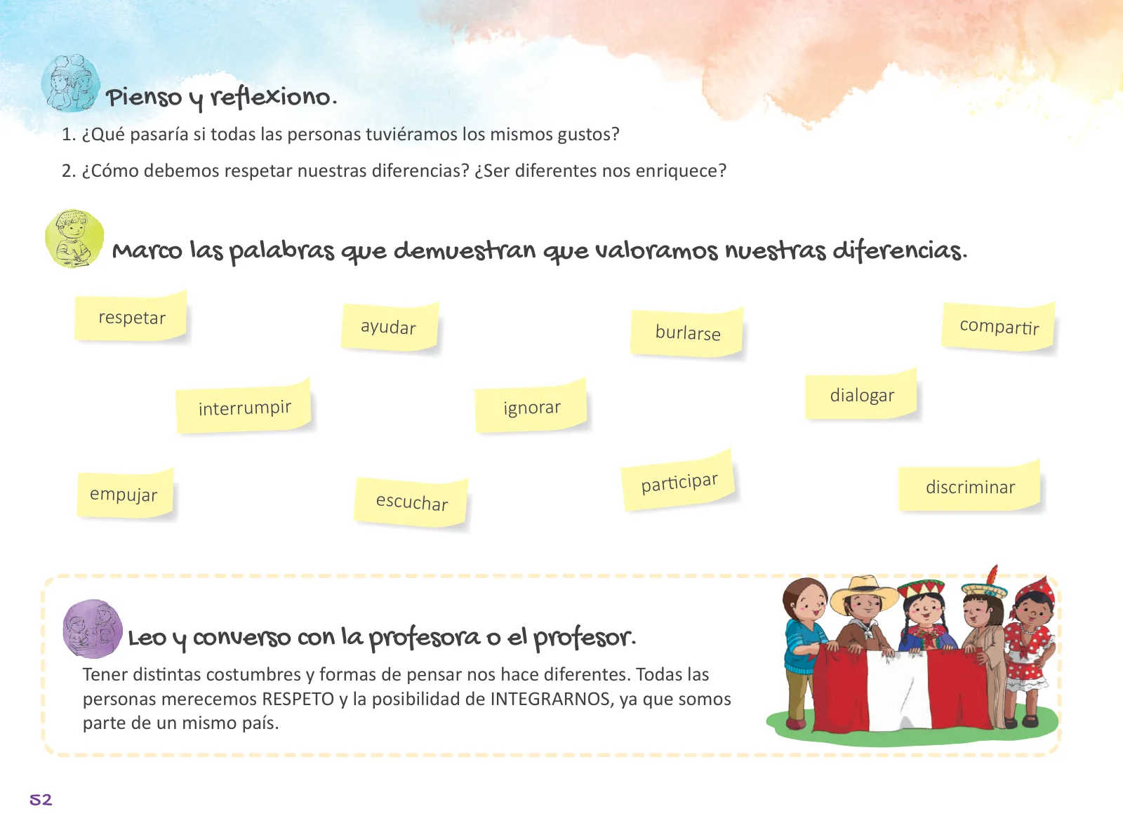 Miniatura página 54 de Cuadernillo de Tutoría Segundo Grado Educación Primaria 2019 · 2019