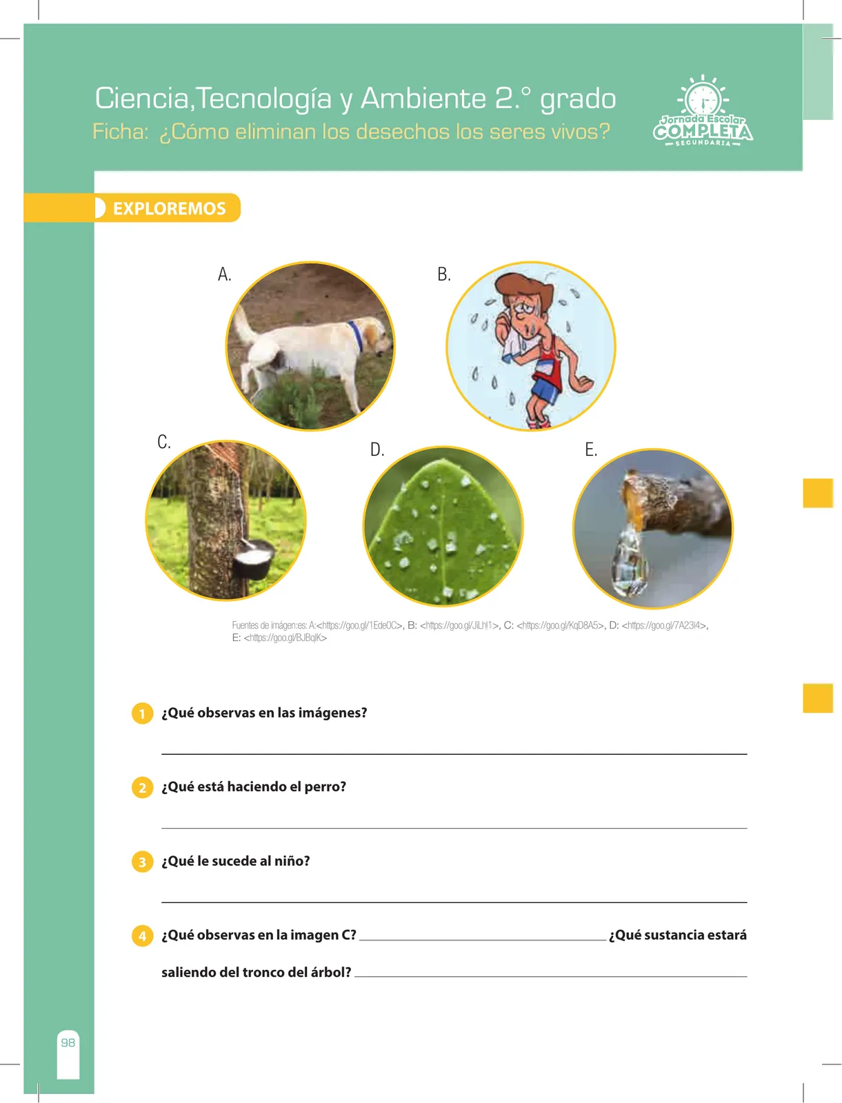 Página 98 de Ciencia, Tecnología y Ambiente 2 : cuaderno de reforzamiento pedagógico - JEC · 2016