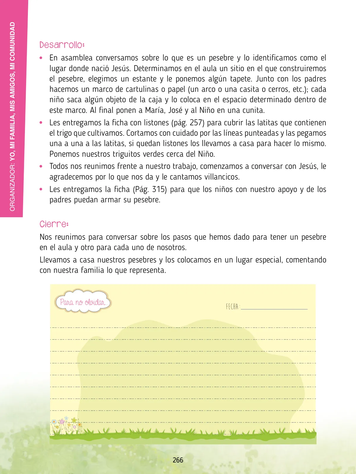 Miniatura página 268 de Agenda pedagógica 2017-2018 para docentes de II Ciclo de Instituciones de nivel de Educación Inicial · 2017