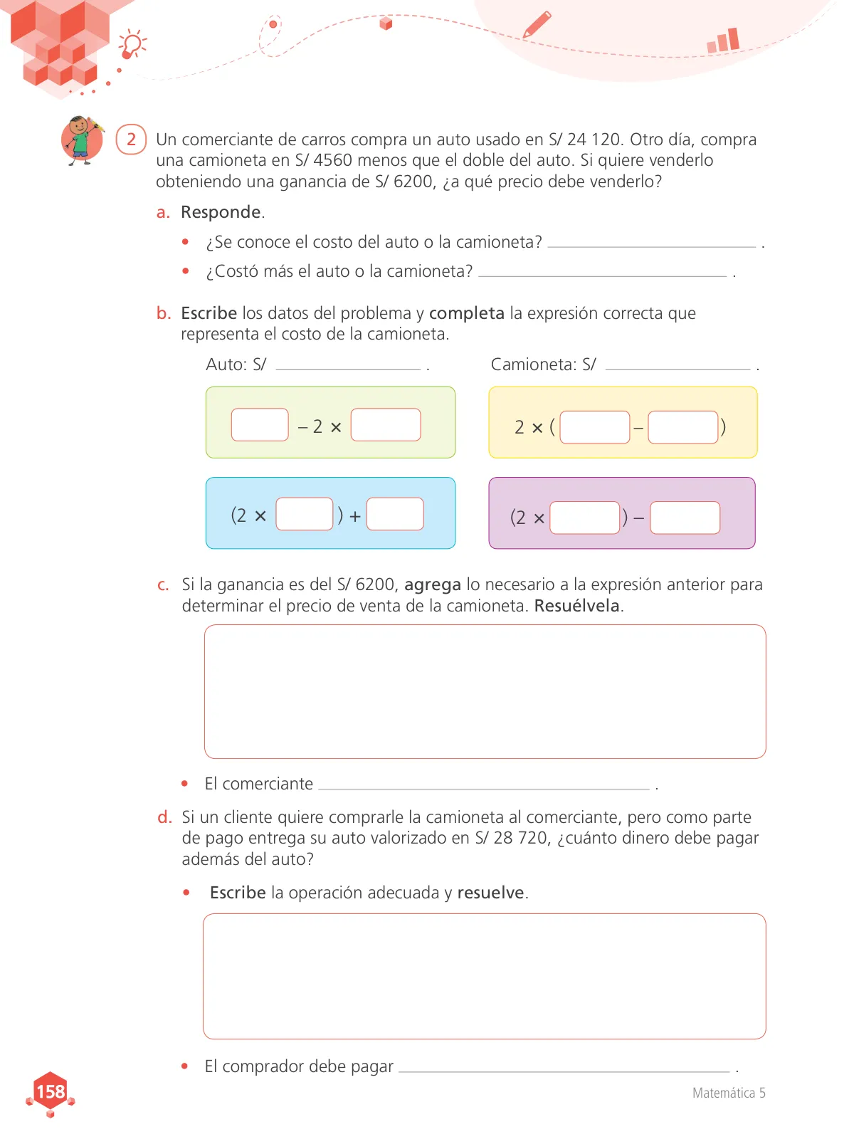 Miniatura página 159 de Matemática 5 : cuaderno de trabajo para quinto grado de Educación Primaria 2018 · 2018