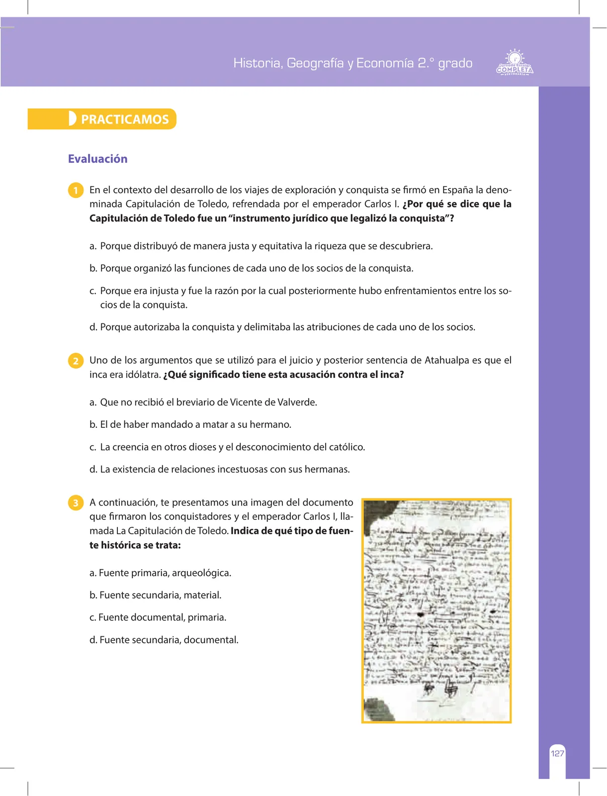 Página 127 de Historia, Geografía y Economía 2 : cuaderno de reforzamiento pedagógico - JEC · 2016