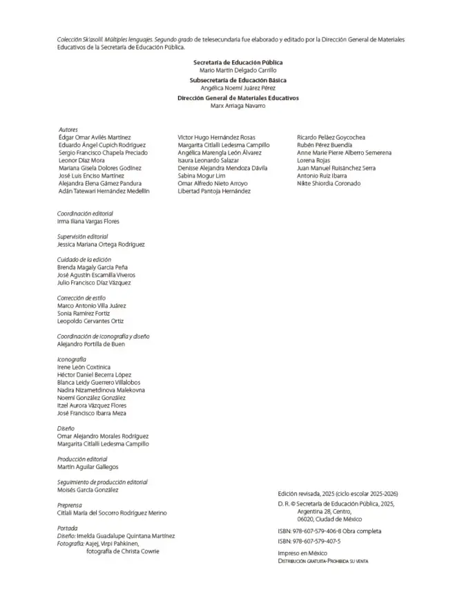 Página 3 de Colección Sk´asolil. Múltiples lenguajes. Libro de Educación Telesecundaria Grado 2° Ciclo Escolar 2025 - 2026