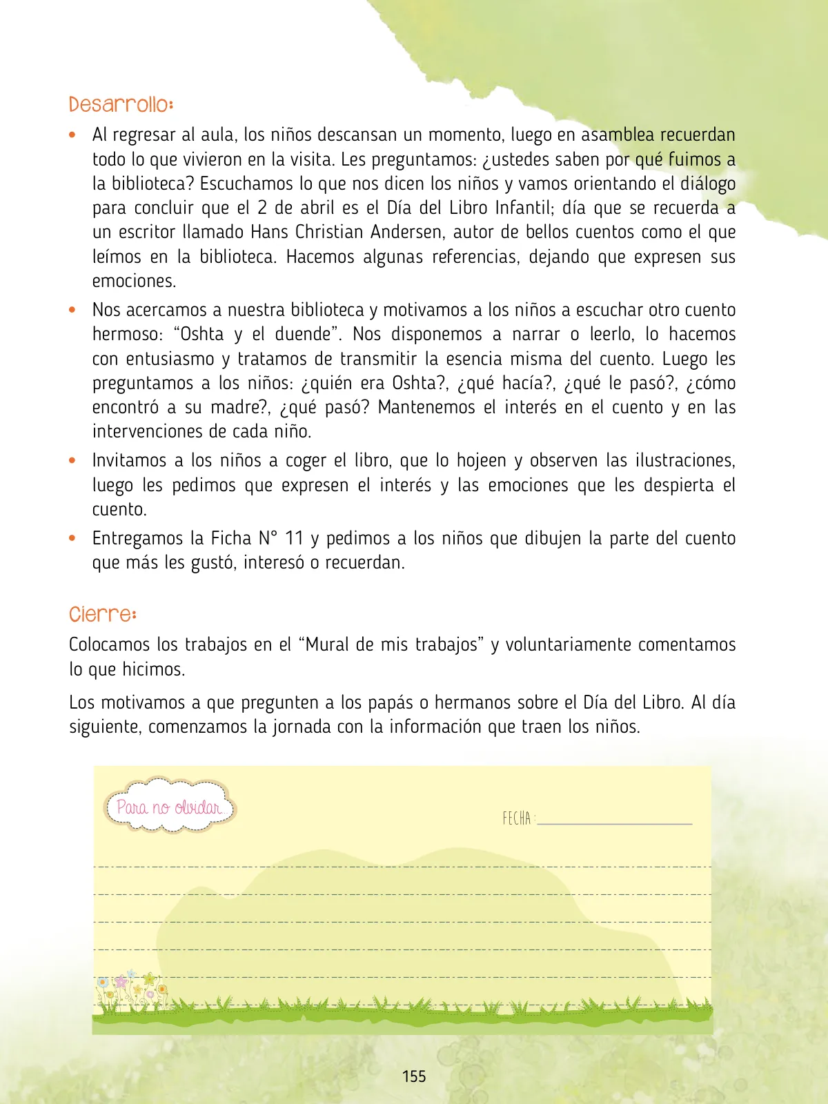 Página 157 de Agenda pedagógica 2017-2018 para docentes de II Ciclo de Instituciones de nivel de Educación Inicial · 2017