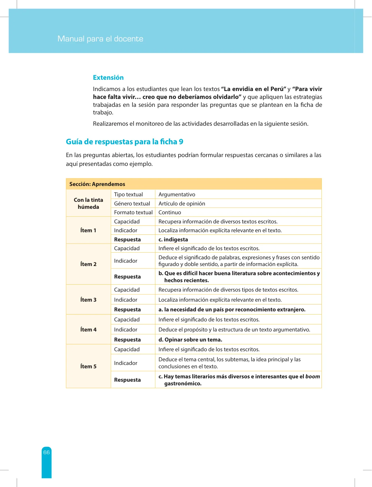 Miniatura página 68 de Comprensión lectora 2 : manual para el docente de segundo grado de Secundaria · 2017
