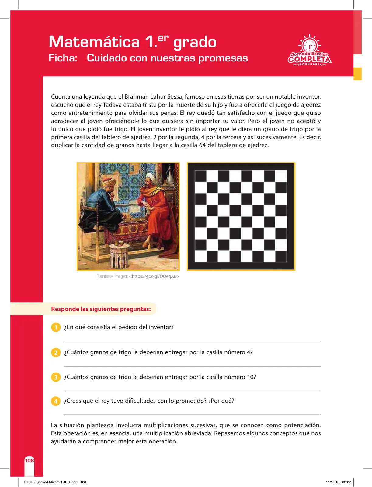 Miniatura página 108 de Matemática 1 : cuaderno de reforzamiento pedagógico - JEC · 2016