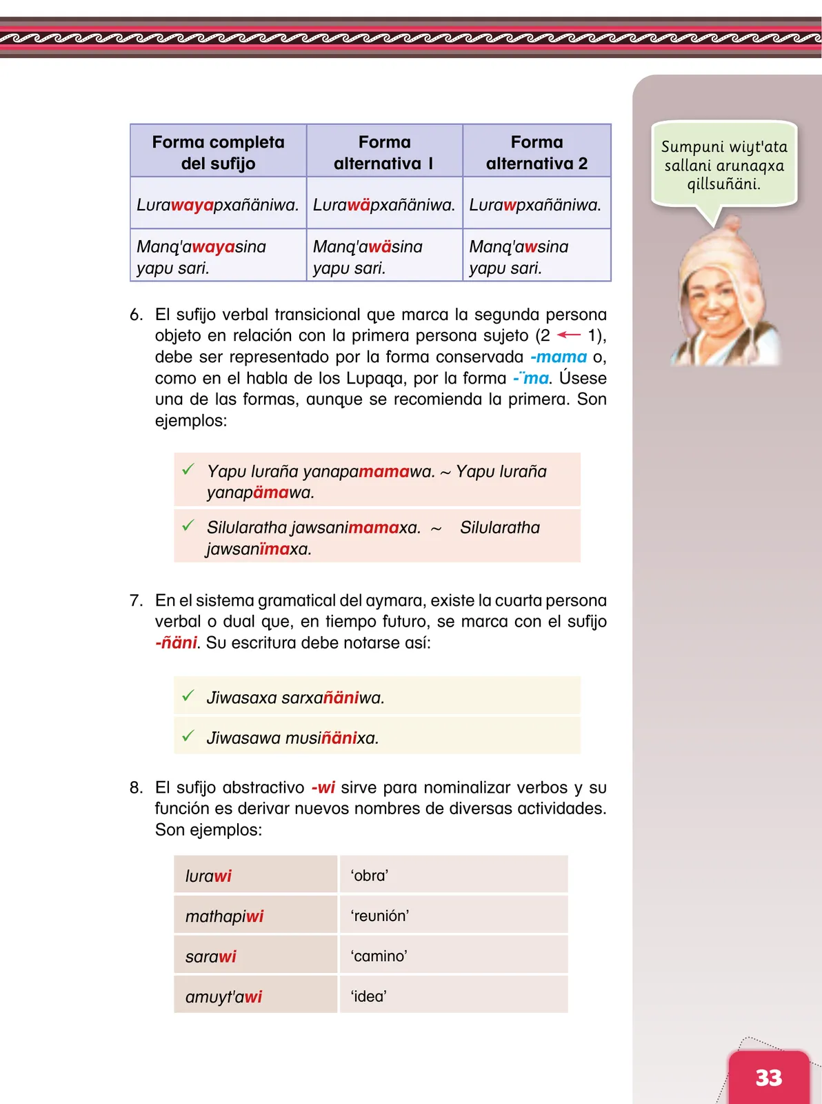 Miniatura página 35 de Aymara arutha chiqapa qillqañataki panka = Manual de escritura Aimara · 2021