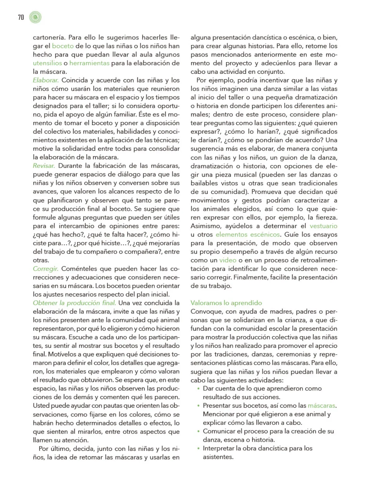Página 71 de Modalidades de trabajo para la acción transformadora y el codiseño Libro de Educación Preescolar Grado 1°, 2°, 3° Ciclo Escolar 2025 - 2026