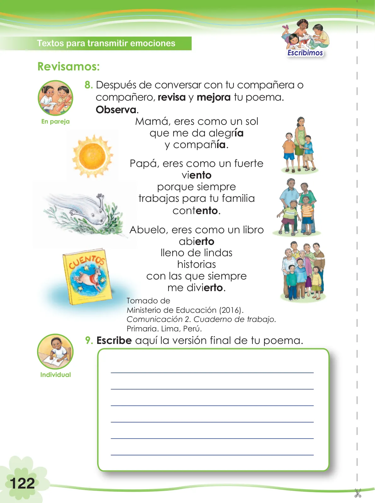 Miniatura página 124 de Comunicación 2 : cuaderno de trabajo para segundo grado de Educación Primaria 2019 · 2019