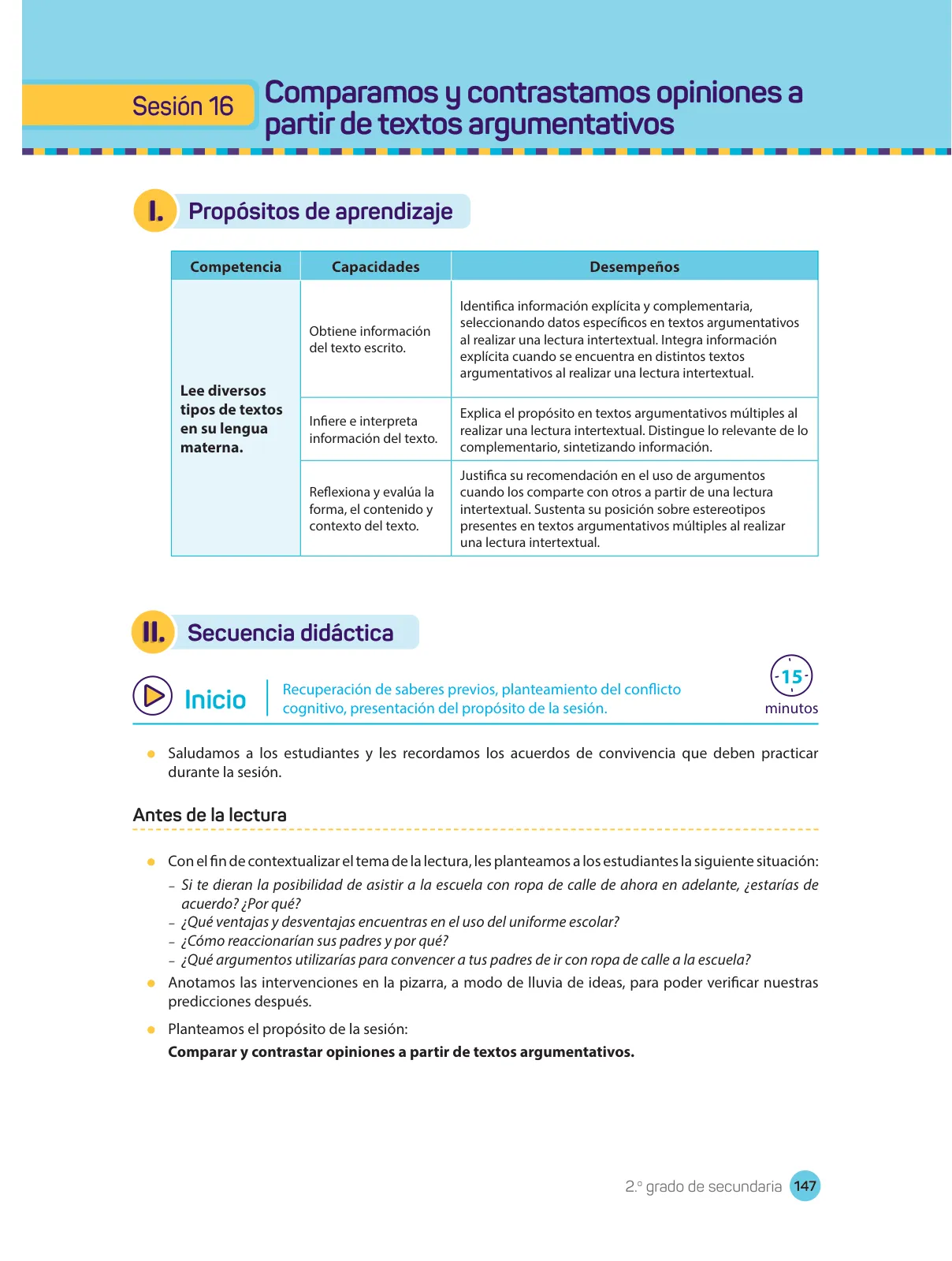 Miniatura página 149 de Comprensión lectora : manual para el docente de segundo grado de Secundaria 2018 · 2018